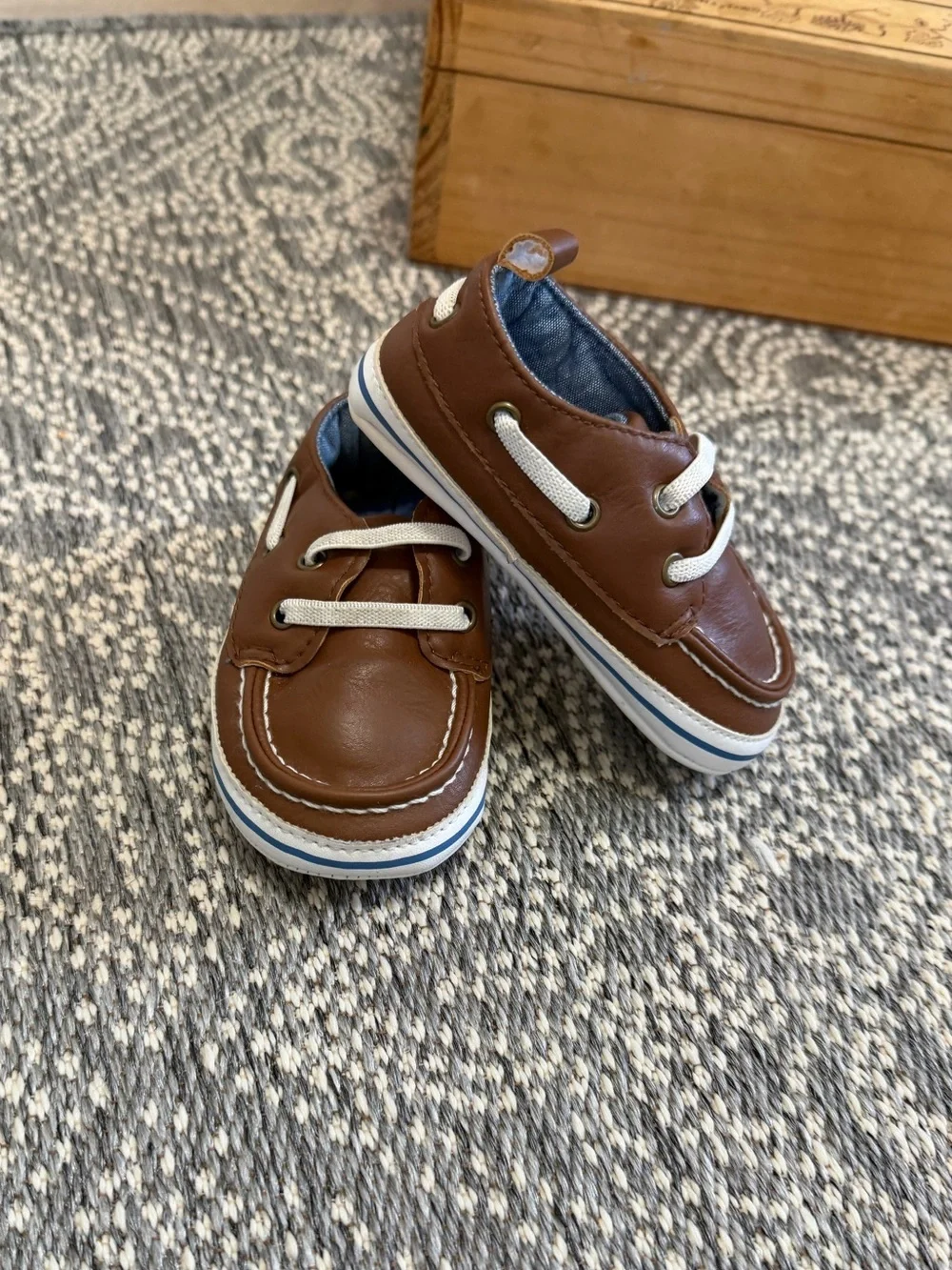 Carter's Baby Boy Brown Boat Shoes Soft Soled Crib Shoes Size 9-12 Months
